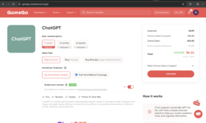 ChatGPT Plus Purchase options